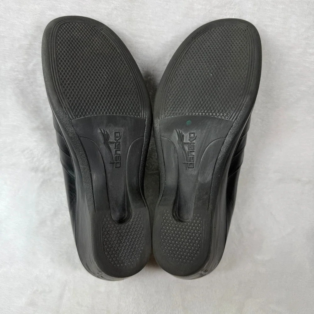 Dansko‎ Black Leather Wedge Loafers Slip On Shoes Made in Portugal Size 42